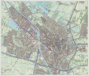 Contemporary map of Utrecht, NL - shows highways to east, south and cutting through the western portion of the city