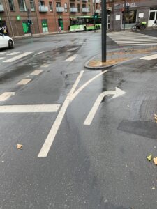 Photo of Odense right turn slip lane for bikes